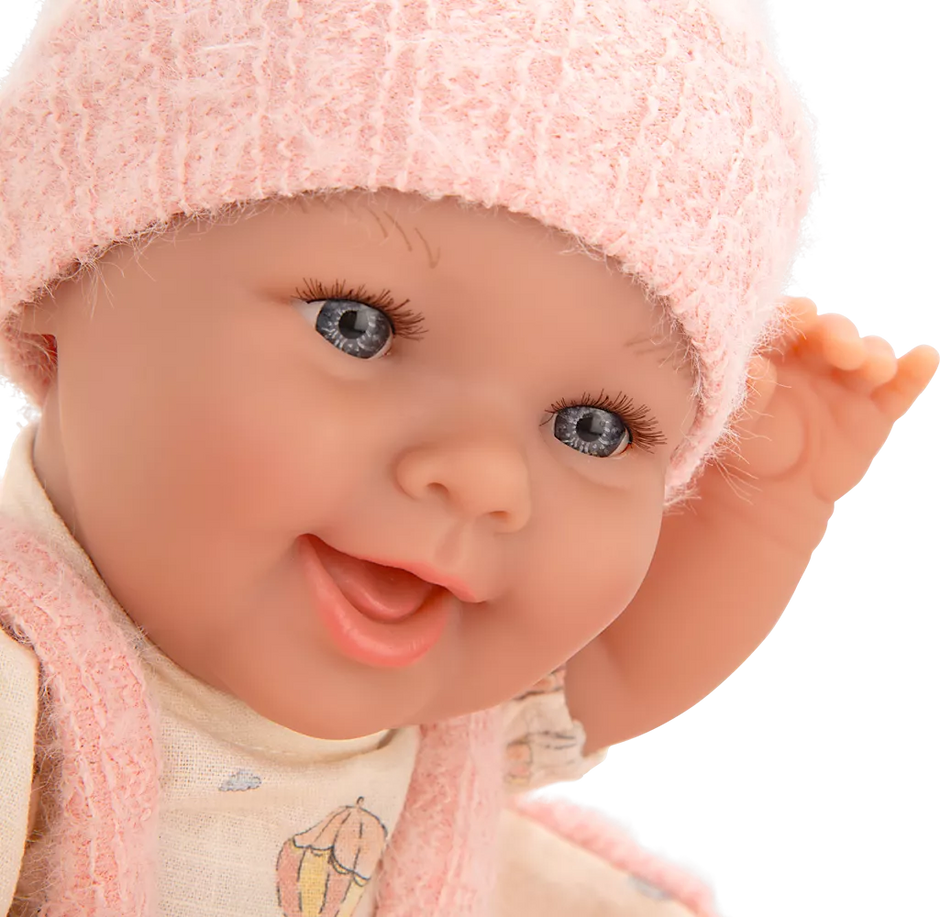 Arias kūdikėlis lėlė rožinėje nešyklėje, mergaitė, 33 cm