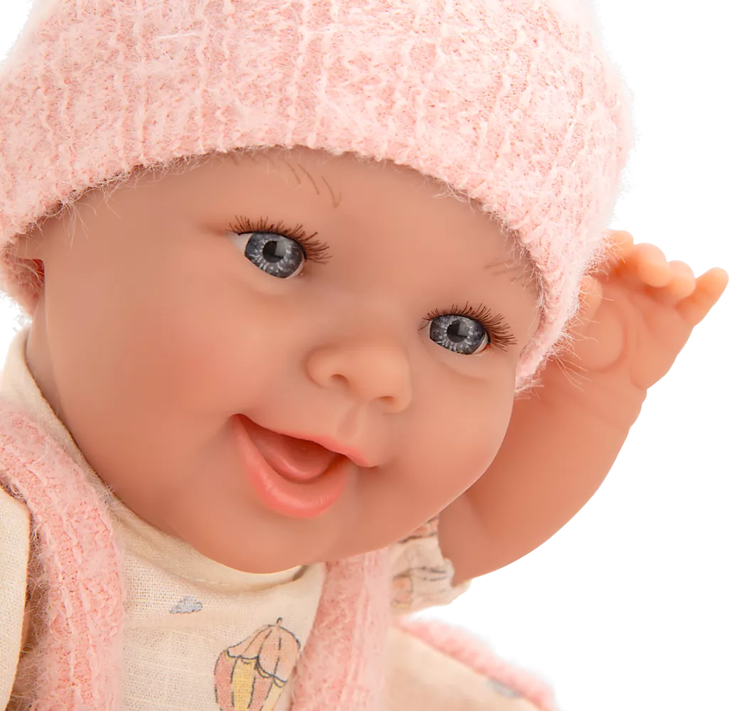 Arias kūdikėlis lėlė rožinėje nešyklėje, mergaitė, 33 cm