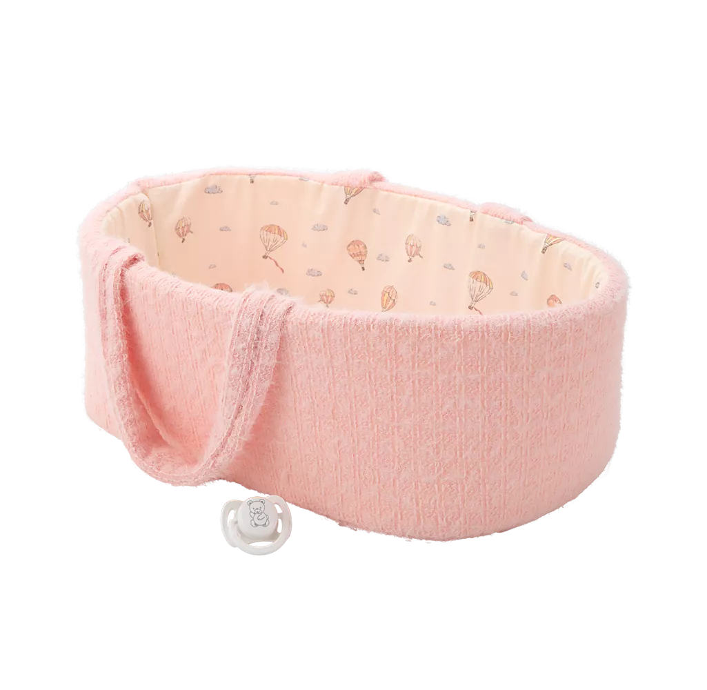 Arias kūdikėlis lėlė rožinėje nešyklėje, mergaitė, 33 cm