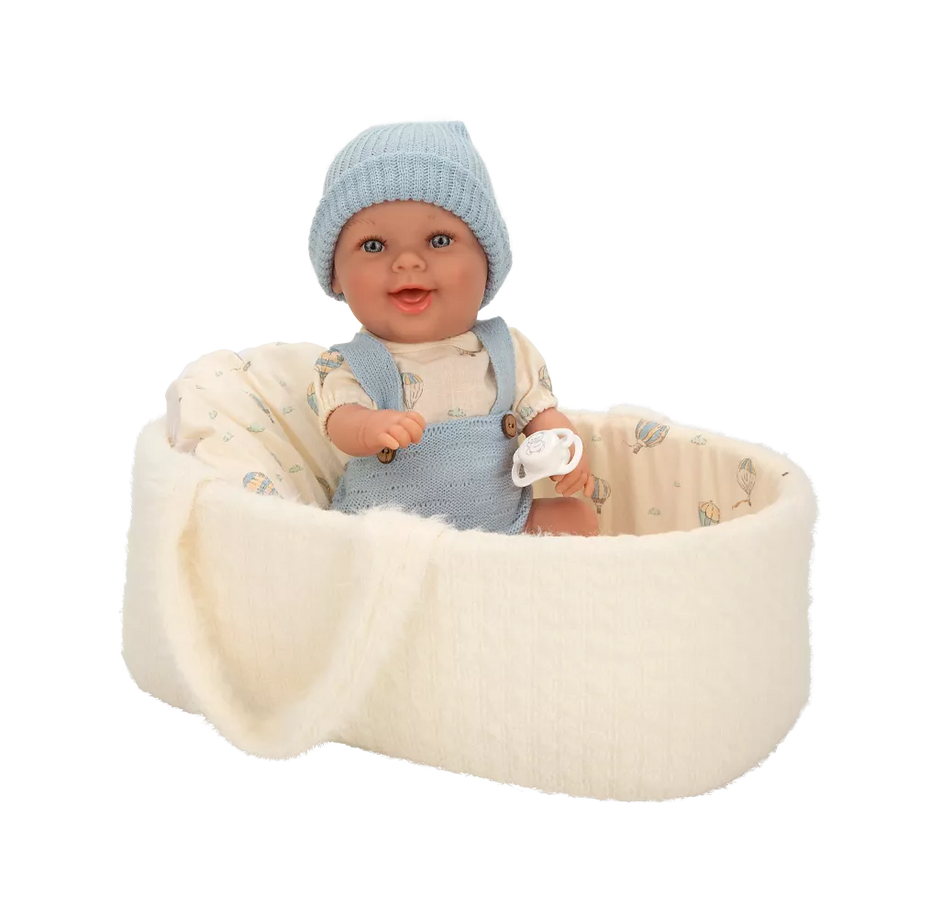 Arias kūdikėlis lėlė baltoje nešyklėje, berniukas, 33 cm