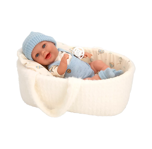 Arias kūdikėlis lėlė baltoje nešyklėje, berniukas, 33 cm