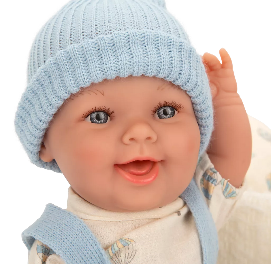 Arias kūdikėlis lėlė baltoje nešyklėje, berniukas, 33 cm