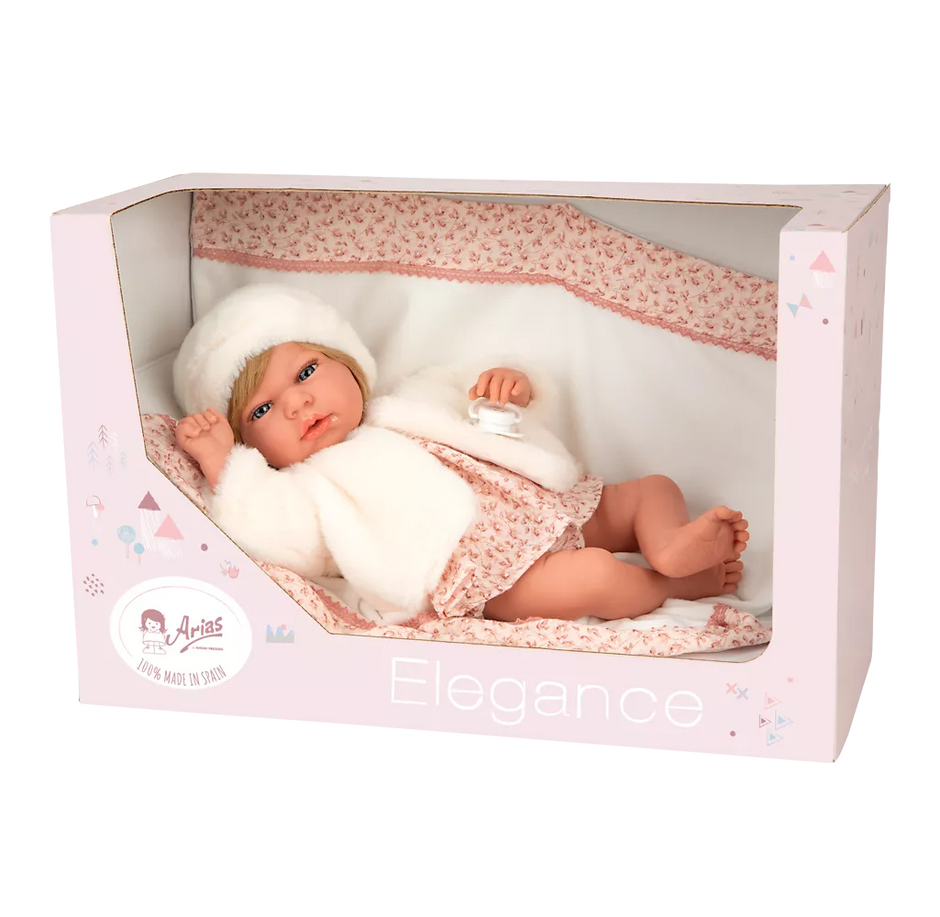 Arias lėlytė kūdikėlis su kailinukais, 40 cm