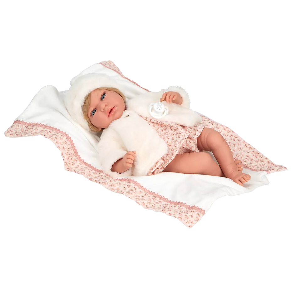Arias lėlytė kūdikėlis su kailinukais, 40 cm