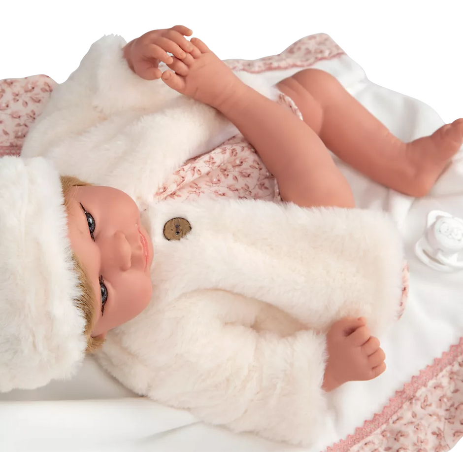 Arias lėlytė kūdikėlis su kailinukais, 40 cm