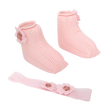 Arias lėlės kūdikio nertų kojinyčių ir lankelio rinkinys, rožinis