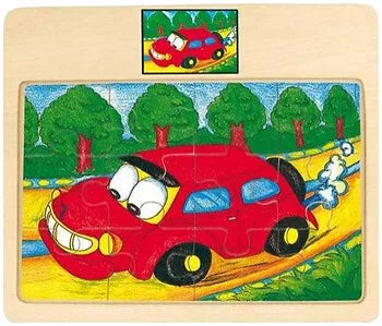 Bino Medinė dėlionė raudona mašina, 2+