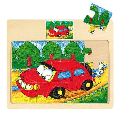 Bino Medinė dėlionė raudona mašina, 2+