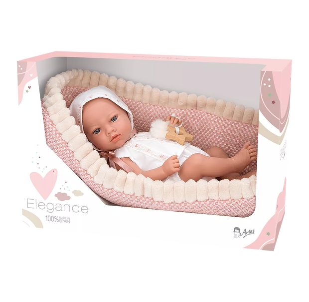 Arias kūdikėlis, mergaitė su rožiniu lopšeliu, 38 cm