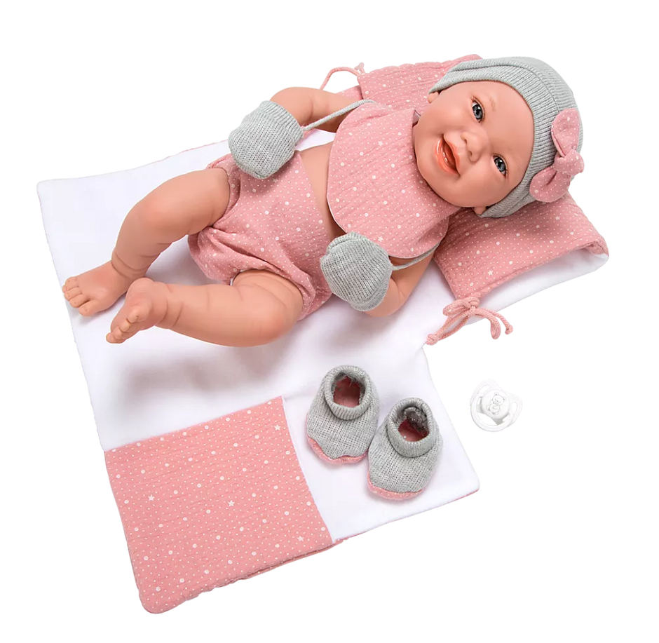 Arias lėlytė Zoe, mergaitė su rožiniu pleduku, 42 cm