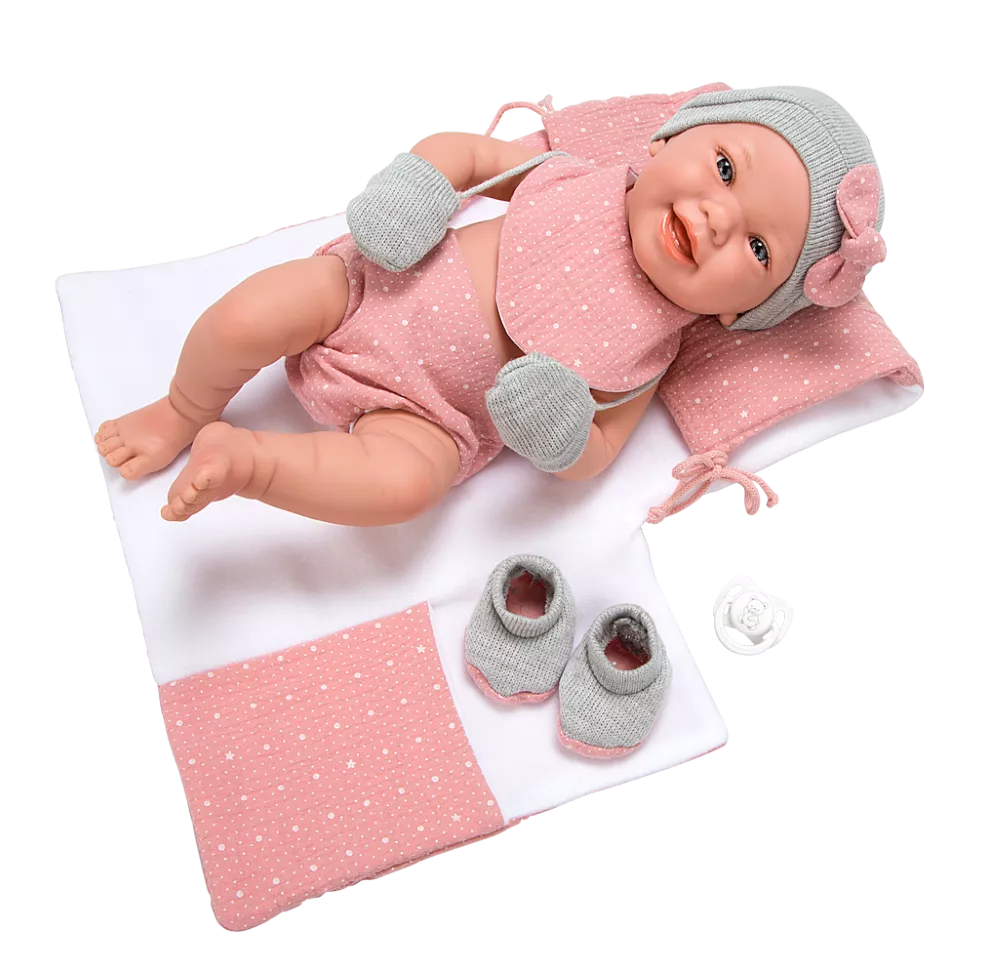 Arias lėlytė Zoe, mergaitė su rožiniu pleduku, 42 cm