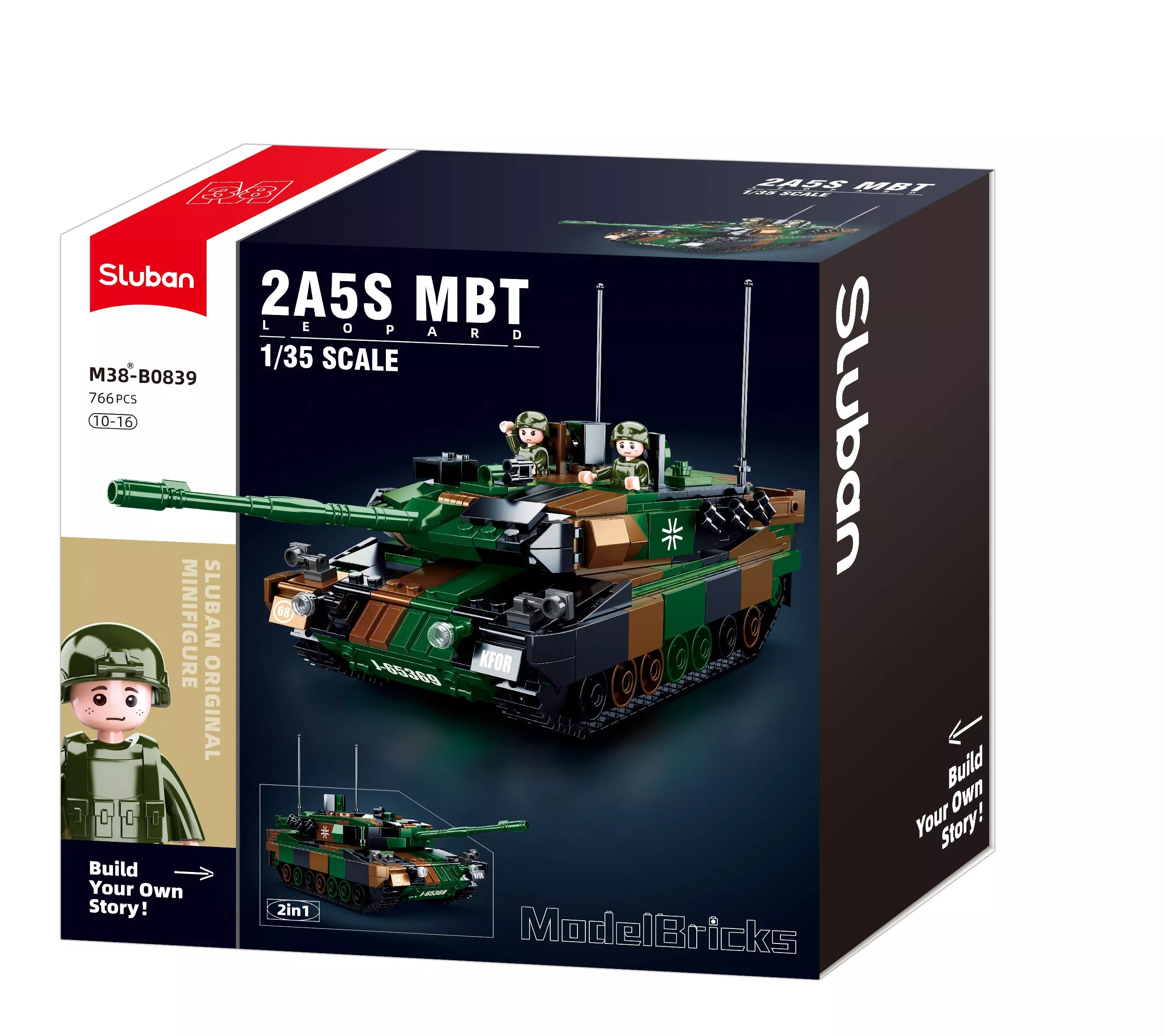 Sluban konstruktorius, LEOPARD 2A5 pagrindinis tankas 2in1, 766 det.