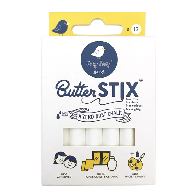 Jaq Jaq Bird kreidelės, baltos spalvos, 12 vnt.
