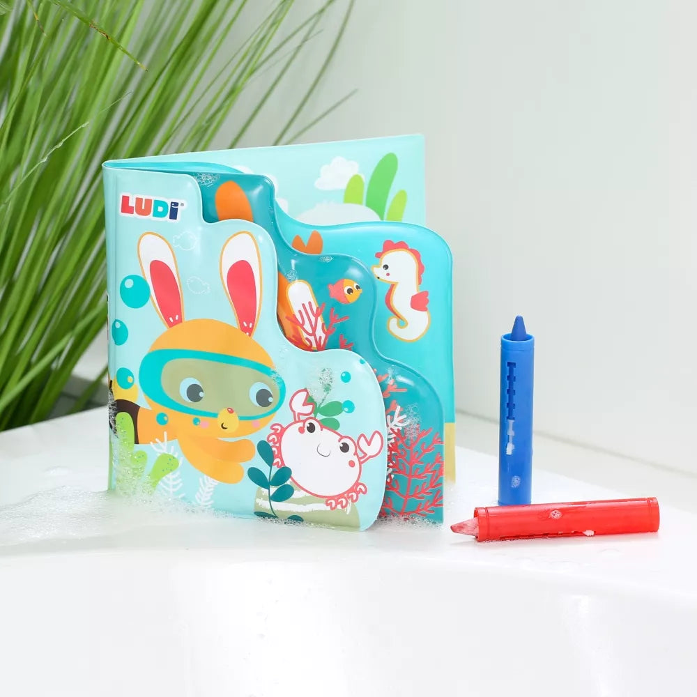 LUDI maudymosi spalvinimo knygelė su kreidelėmis