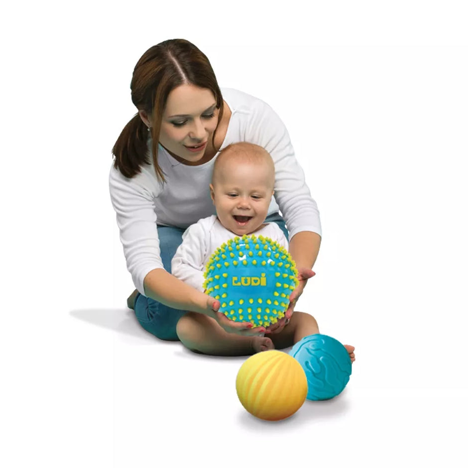 LUDI sensoriniai kamuoliukai, mėlyna ir geltona 3 vnt.