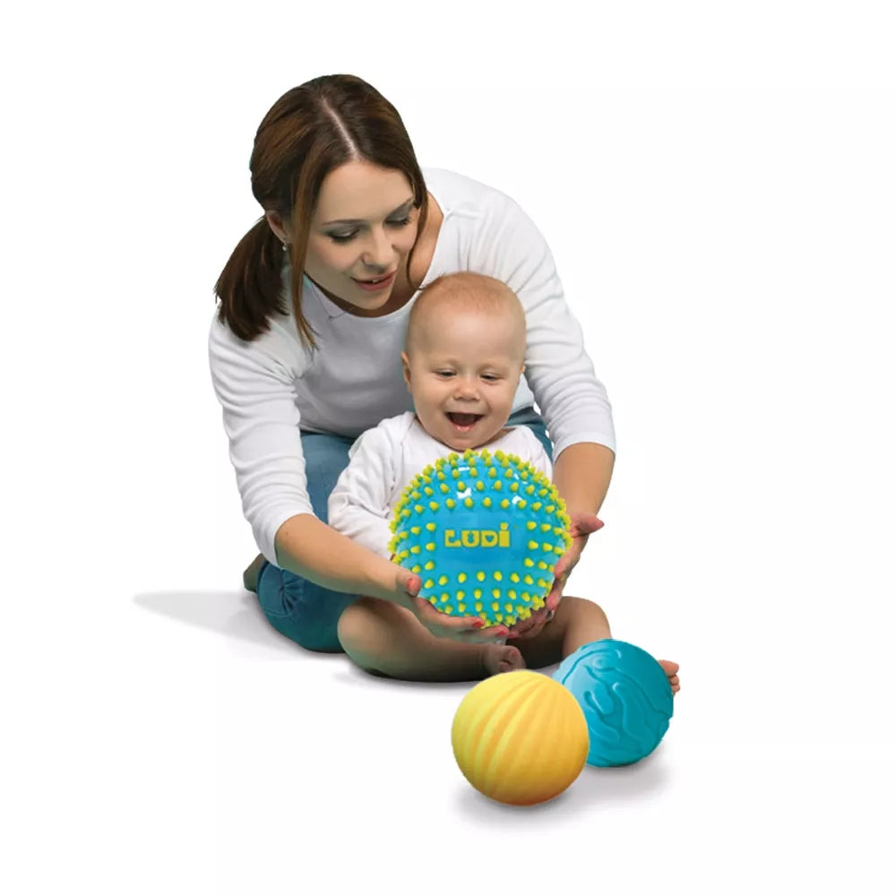 LUDI sensoriniai kamuoliukai, mėlyna ir geltona 3 vnt.