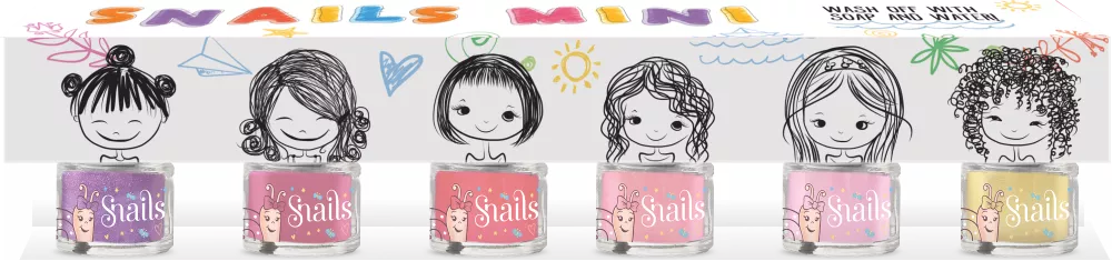 Snails Mini nagų lakų rinkinys (6 vnt) - NUPLAUNAMAS nagų lakas