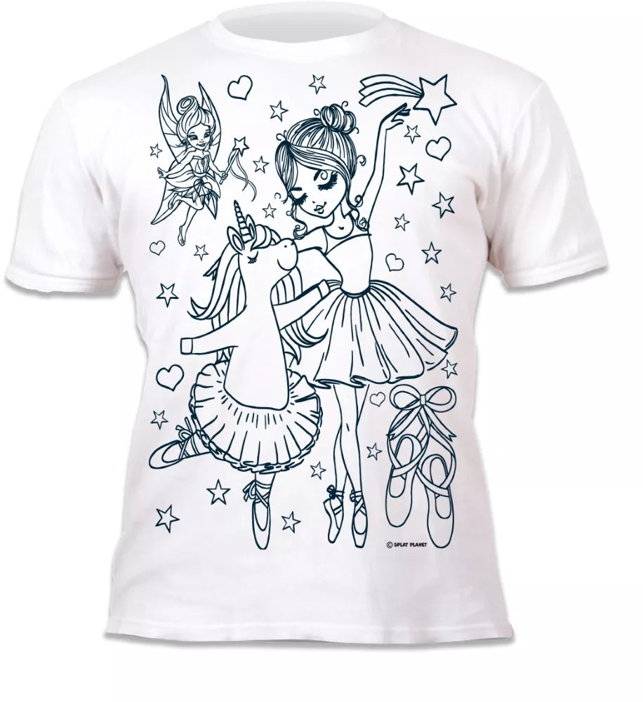 Splat Planet marškinėliai su flomasteriais, Vienaragis Balerina