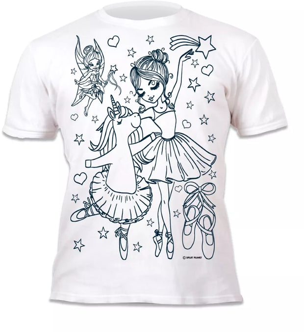 Splat Planet marškinėliai su flomasteriais, Vienaragis Balerina