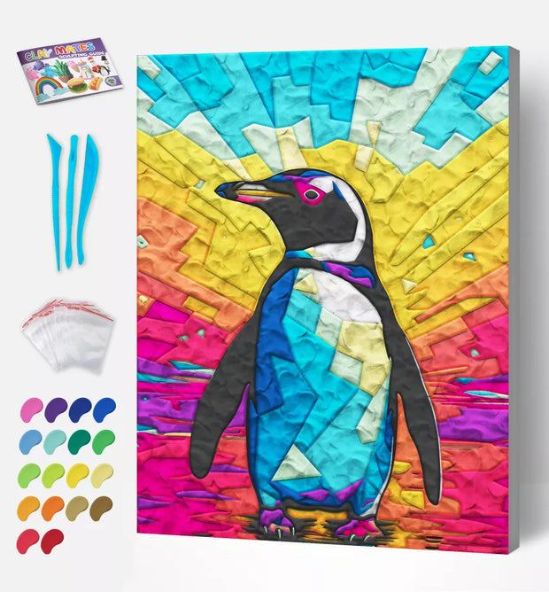 Splat Planet paveikslas iš modelino, Pingvinas 30x40cm