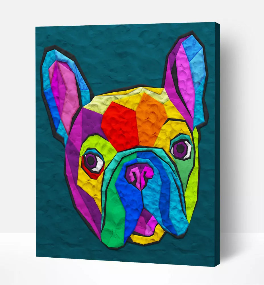 Splat Planet paveikslas iš modelino, Prancūzų Buldogas 30x40cm
