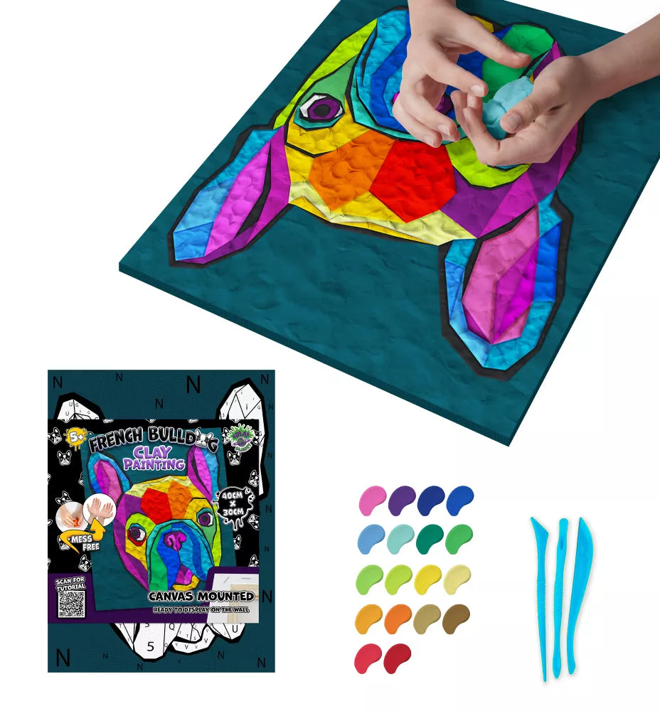 Splat Planet paveikslas iš modelino, Prancūzų Buldogas 30x40cm