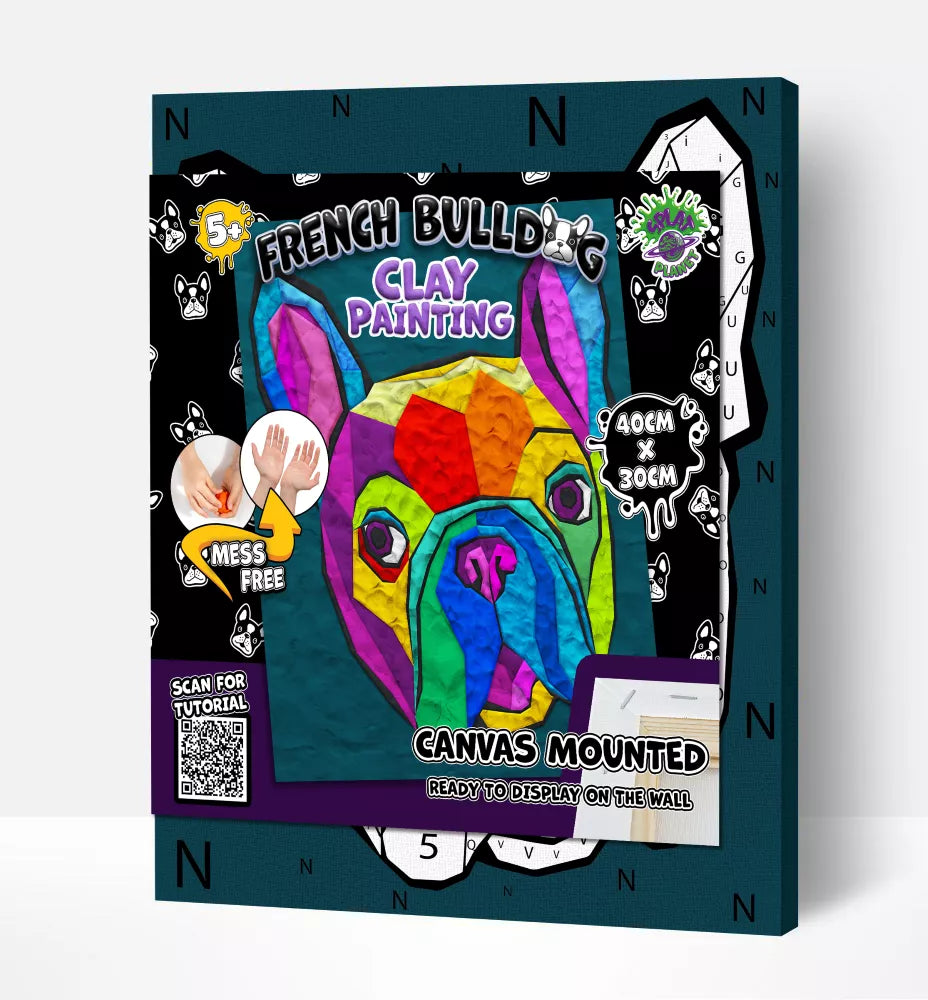 Splat Planet paveikslas iš modelino, Prancūzų Buldogas 30x40cm