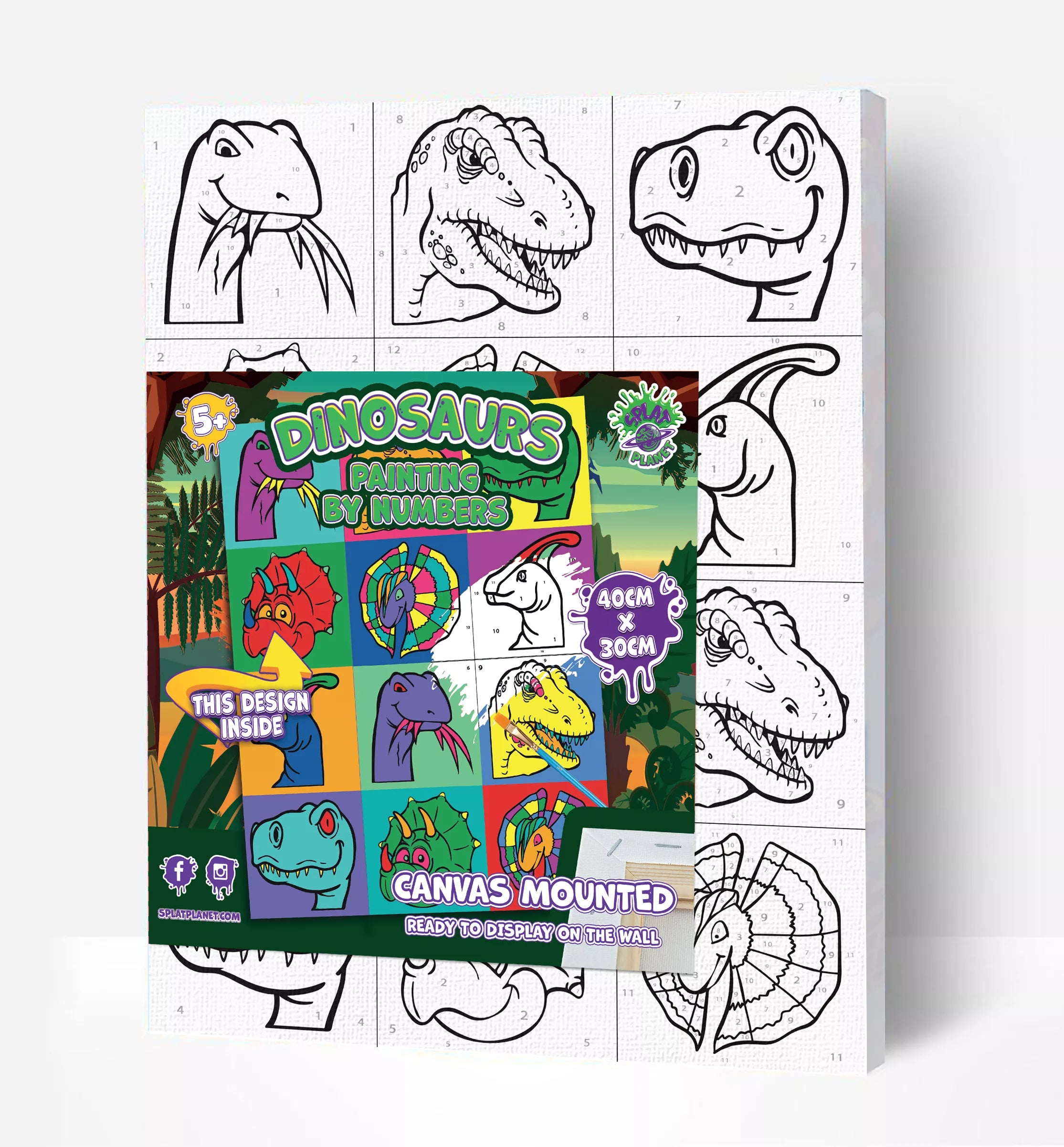 Splat Planet tapyba pagal skaičius, DINOZAURAS 30x40 cm