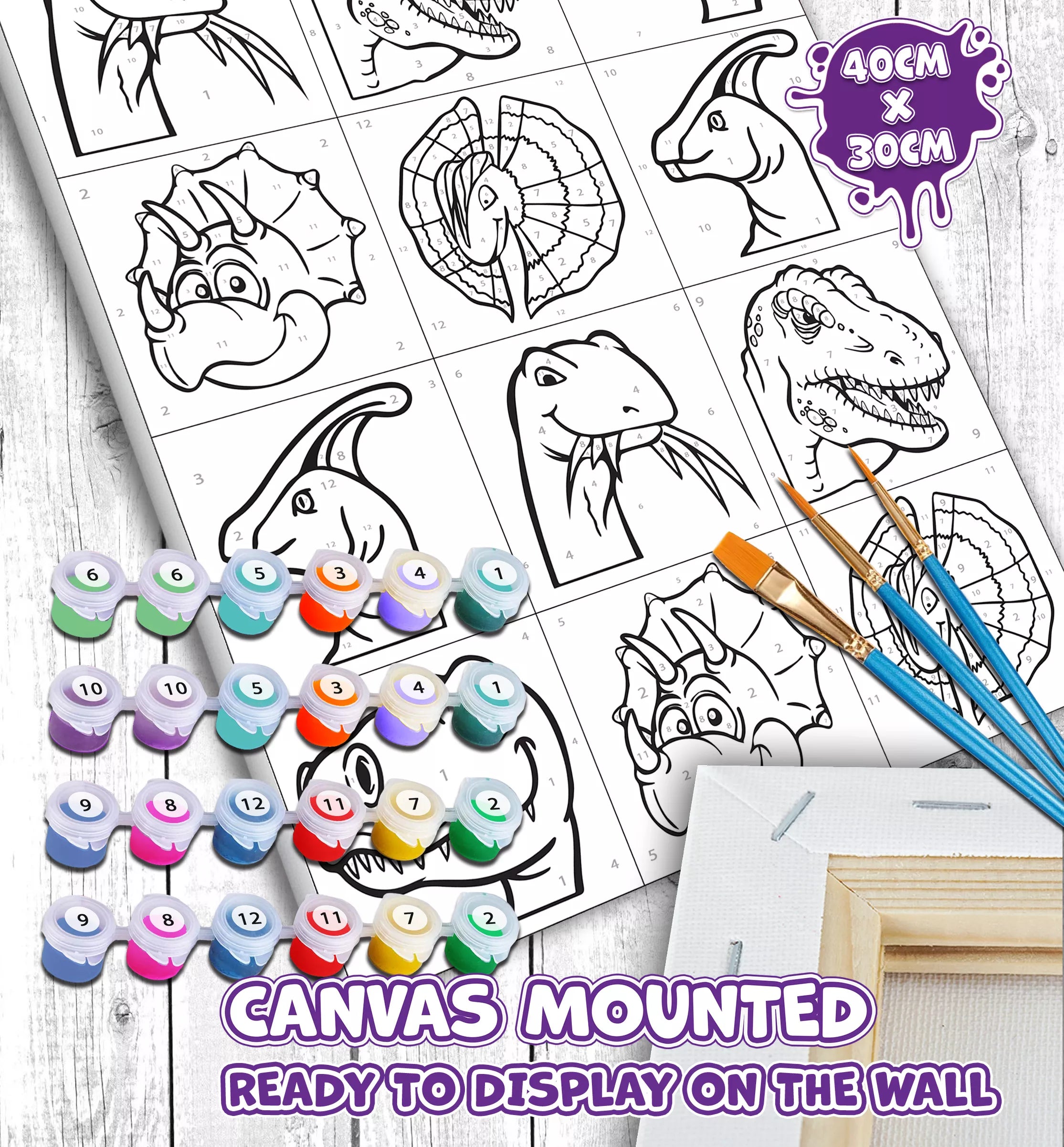 Splat Planet tapyba pagal skaičius, DINOZAURAS 30x40 cm