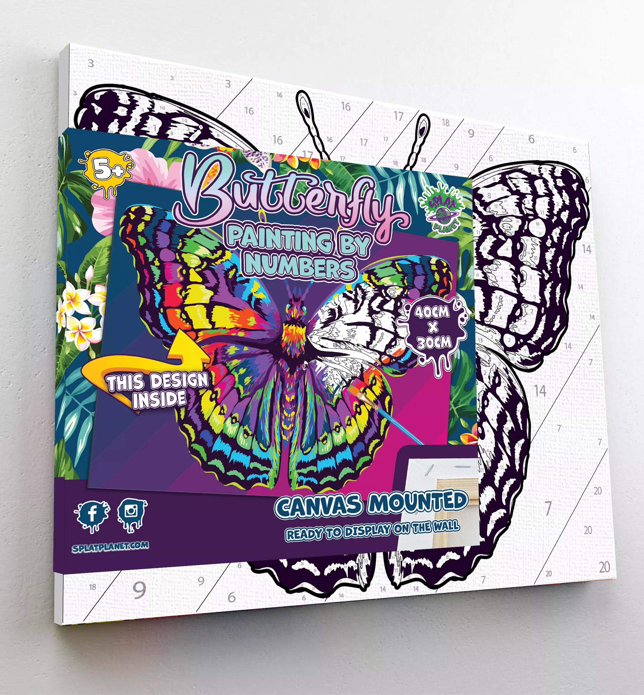 Splat Planet tapyba pagal skaičius, DRUGELIS 30x40 cm