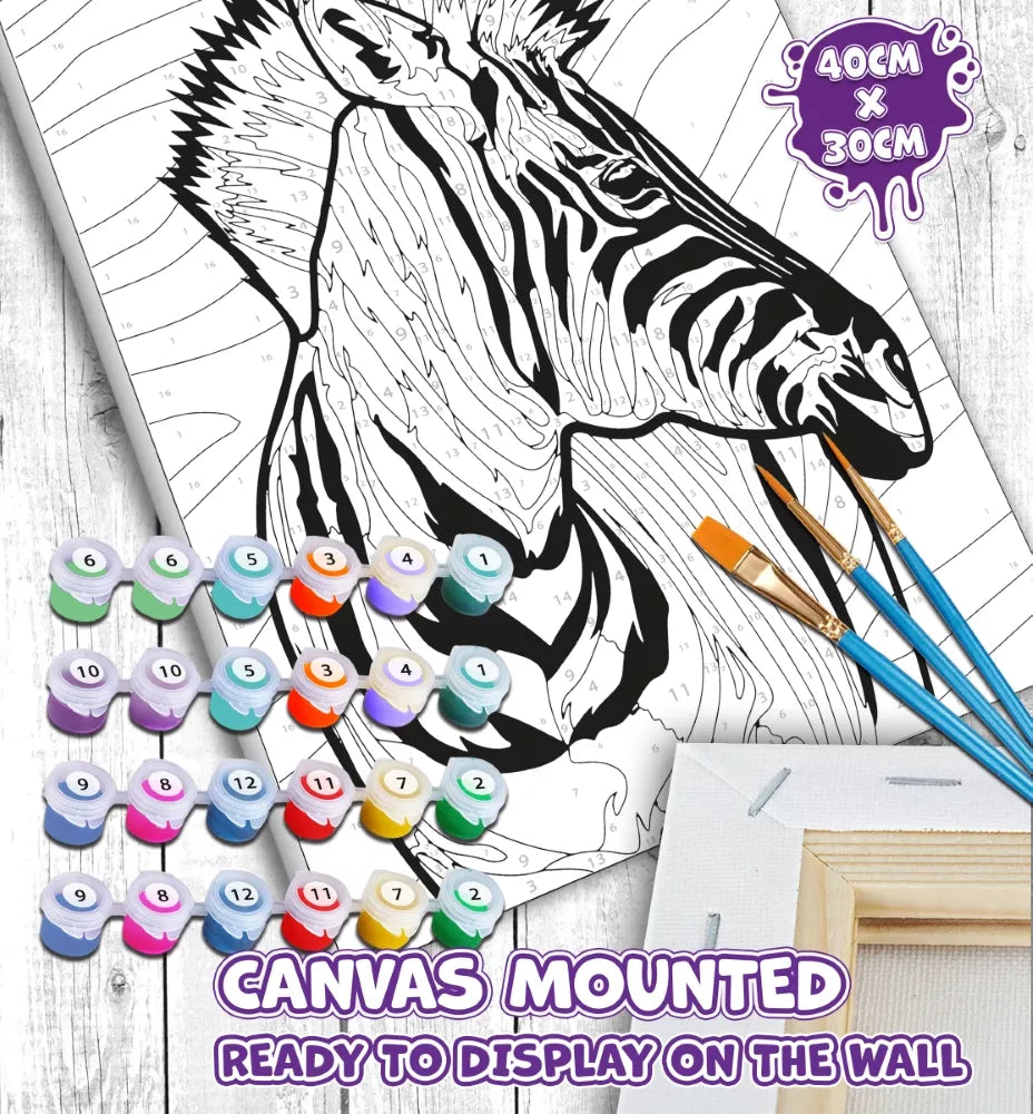 Splat Planet tapyba pagal skaičius, ZEBRAS 30x40 cm